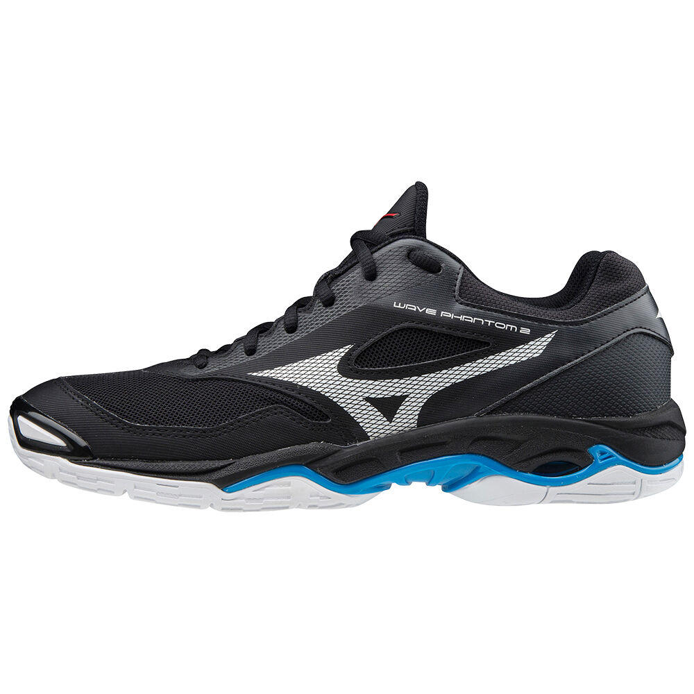 Tenis Handebol Mizuno Wave Phantom 2 - Homem - Pretas/Branco/Azuis - QZOAI4786